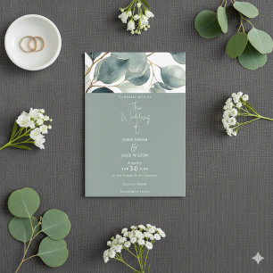 Watercolor green Eucalyptus Wedding Invitation