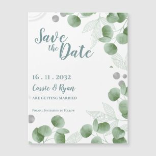 Watercolor Green Eucalyptus Wedding Save the Date