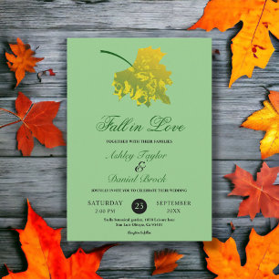 Watercolor Green Fall Leaves Sage Floral Wedding Invitation
