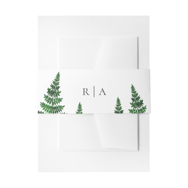 Watercolor green fern. Woodland wedding Invitation Belly Band (Front Example)