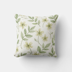 Watercolor green floral pattern cushion