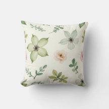 Watercolor green flowers pattern