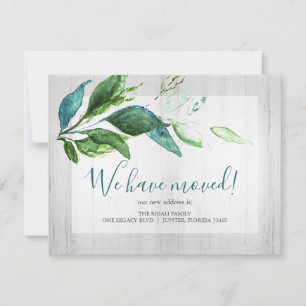 Watercolor Green Foliage Moving Announcement