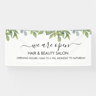 Watercolor Green Foliage Salon Banner