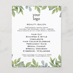 Watercolor Green Foliage Salon Flyer