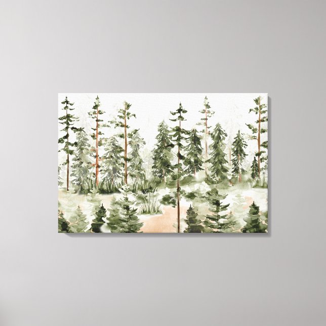 Watercolor Green Forest Canvas Print (Front)