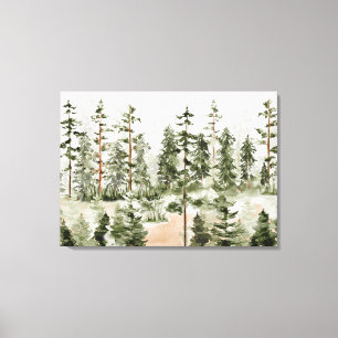 Watercolor Green Forest Canvas Print