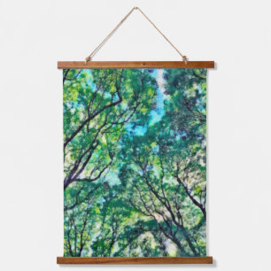 Watercolor Green Forest Hanging Tapestry