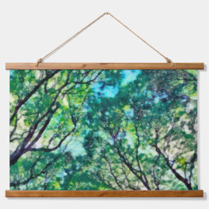 Watercolor Green Forest Hanging Tapestry