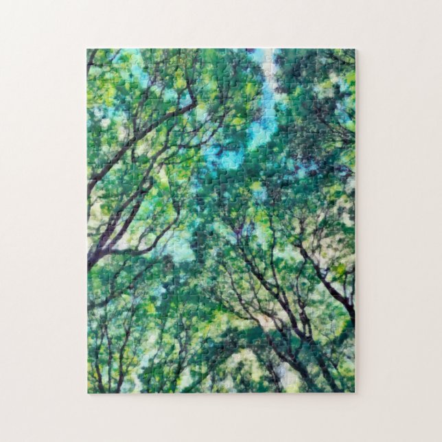 Watercolor Green Forest Jigsaw Puzzle (Vertical)