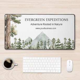 Watercolor Green Forest Nature Outdoor Business Desk Mat