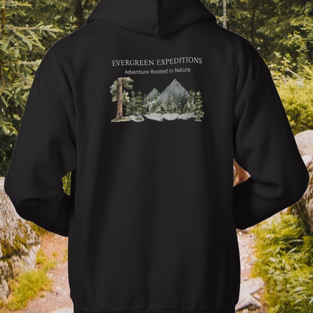 Watercolor Green Forest Outdoor Business Hoodie (In situ)
