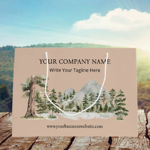 Watercolor Green Forest Outdoor Business Large Gift Bag