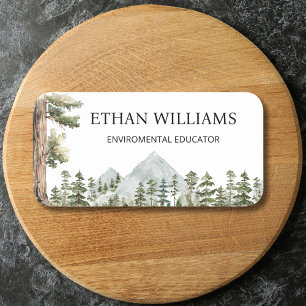 Watercolor Green Forest Personalised  Name Tag