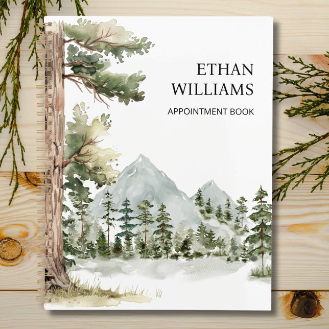 Watercolor Green Forest Personalized Appointment Planner (In situ)