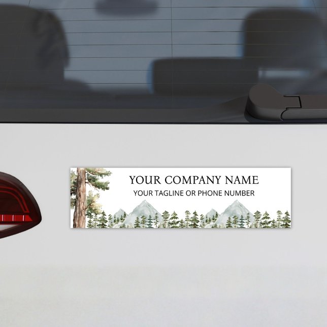 Watercolor Green Forest Personalized Business Bumper Sticker (In situ)