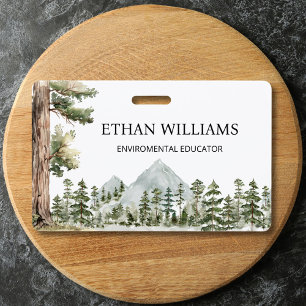 Watercolor Green Forest Personalized  ID Badge