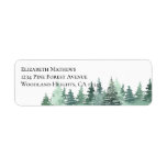 Watercolor Green Forest Return Address<br><div class="desc">Return address label with watercolor forest scene of green pine trees. The template is set up for you to add your name and address in elegant uppercase typography.</div>