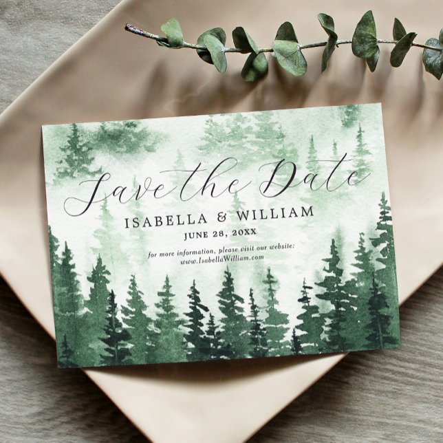 Watercolor Green Forest Save The Date (Creator Uploaded)
