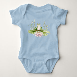 Watercolor Green Frog Baby Bodysuit