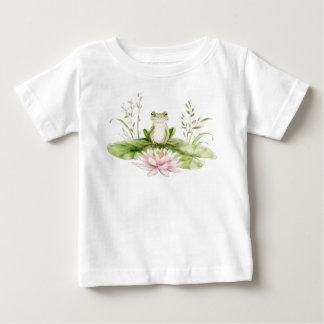 Watercolor Green Frog  Baby T-Shirt