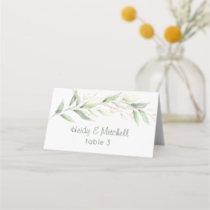Watercolor Green & gold foliage Place Card