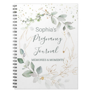 Watercolor Green Gold Foliage Pregnancy Journal