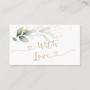 Watercolor Green Gold Foliage Wedding Thank You Business Card