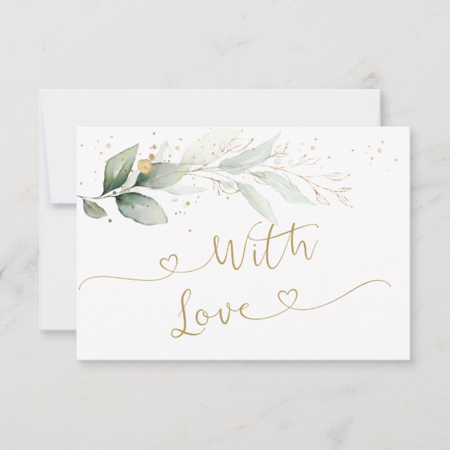 Watercolor Green Gold Foliage Wedding Thank You  E (Front)