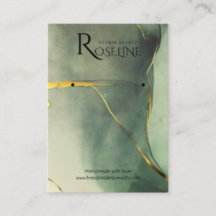 Watercolor green gold glitter jewlery Display Business Card