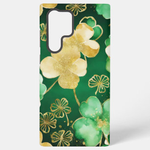 WATERCOLOR GREEN & GOLD IRISH SHAMROCKS SAMSUNG GALAXY CASE