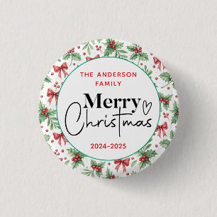 : Watercolor Green Grass – Festive Christmas Party 3 Cm Round Badge