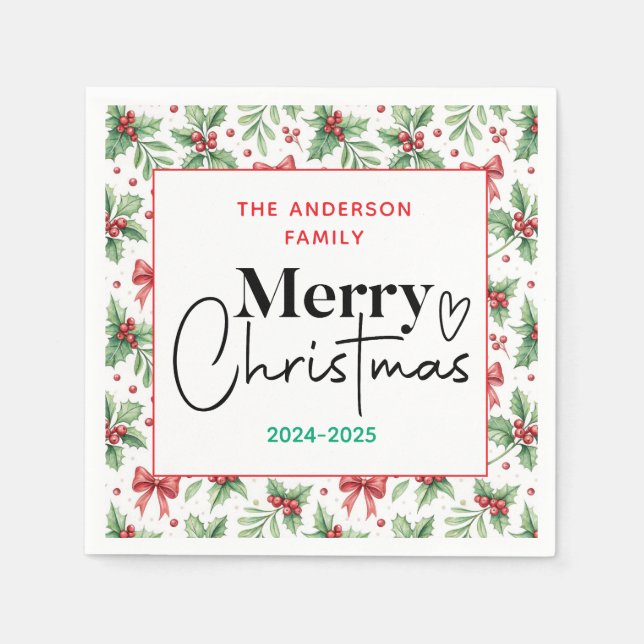 : Watercolor Green Grass – Festive Christmas Party Napkin (Front)