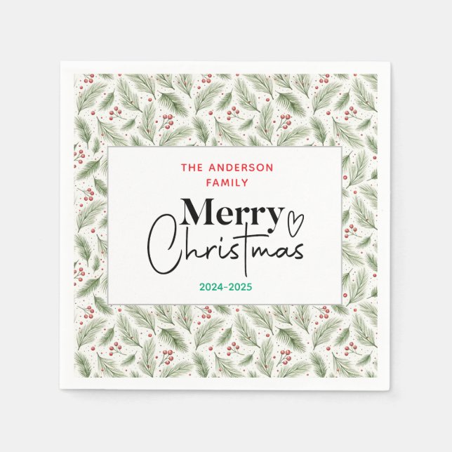: Watercolor Green Grass – Festive Christmas Party Napkin (Front)