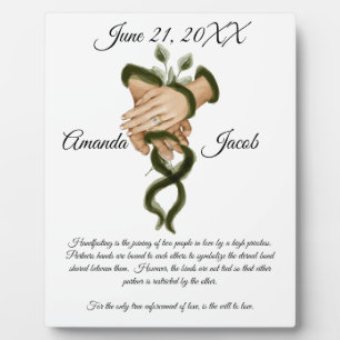 Watercolor Green Handfasting Art Wedding Keepsake Plaque
