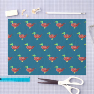 Watercolor Green Head Mallard Duck Tissue Paper