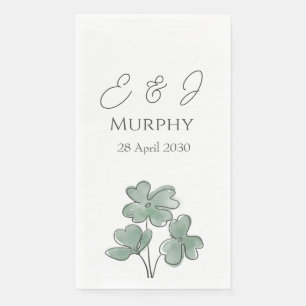 Watercolor Green Irish Leaf Clover Wedding Napkin