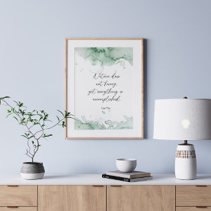 Watercolor Green Lao Tzu Quote Poster