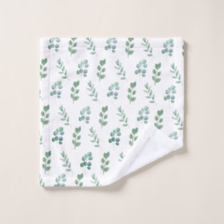 Watercolor Green Leaf Pattern – Elegant Botanical  Wash Cloth