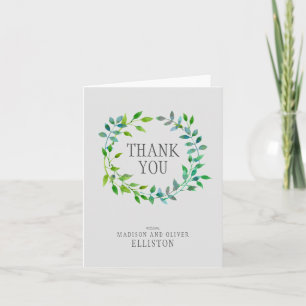 Watercolor Green Leaf Wreath   Thank You