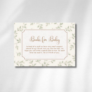 Watercolor Green Leaves Gold Bow Books For Baby Enclosure Card
