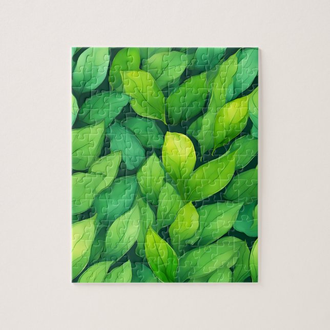 Watercolor Green Leaves Jigsaw Puzzle (Vertical)