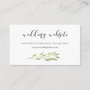 Watercolor green leaves wedding website card