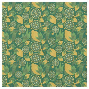 Watercolor Green Lemon Fruit Pattern Fabric