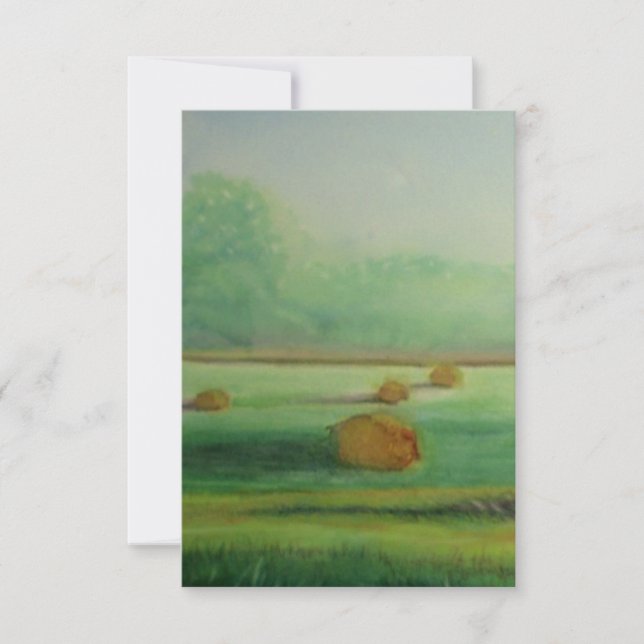 Watercolor Green meadow hay fields  Card (Front)