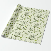 Watercolor Green Olive Branches