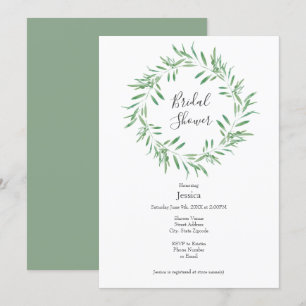 Watercolor Green Olive Wreath Invitation