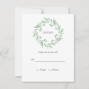 Watercolor Green Olive Wreath RSVP Card