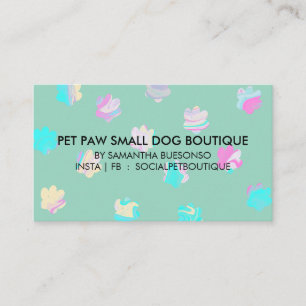 Watercolor Green paws boarding dogs pet grooming Business Card