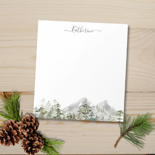 Watercolor Green Pine Forest Notepad